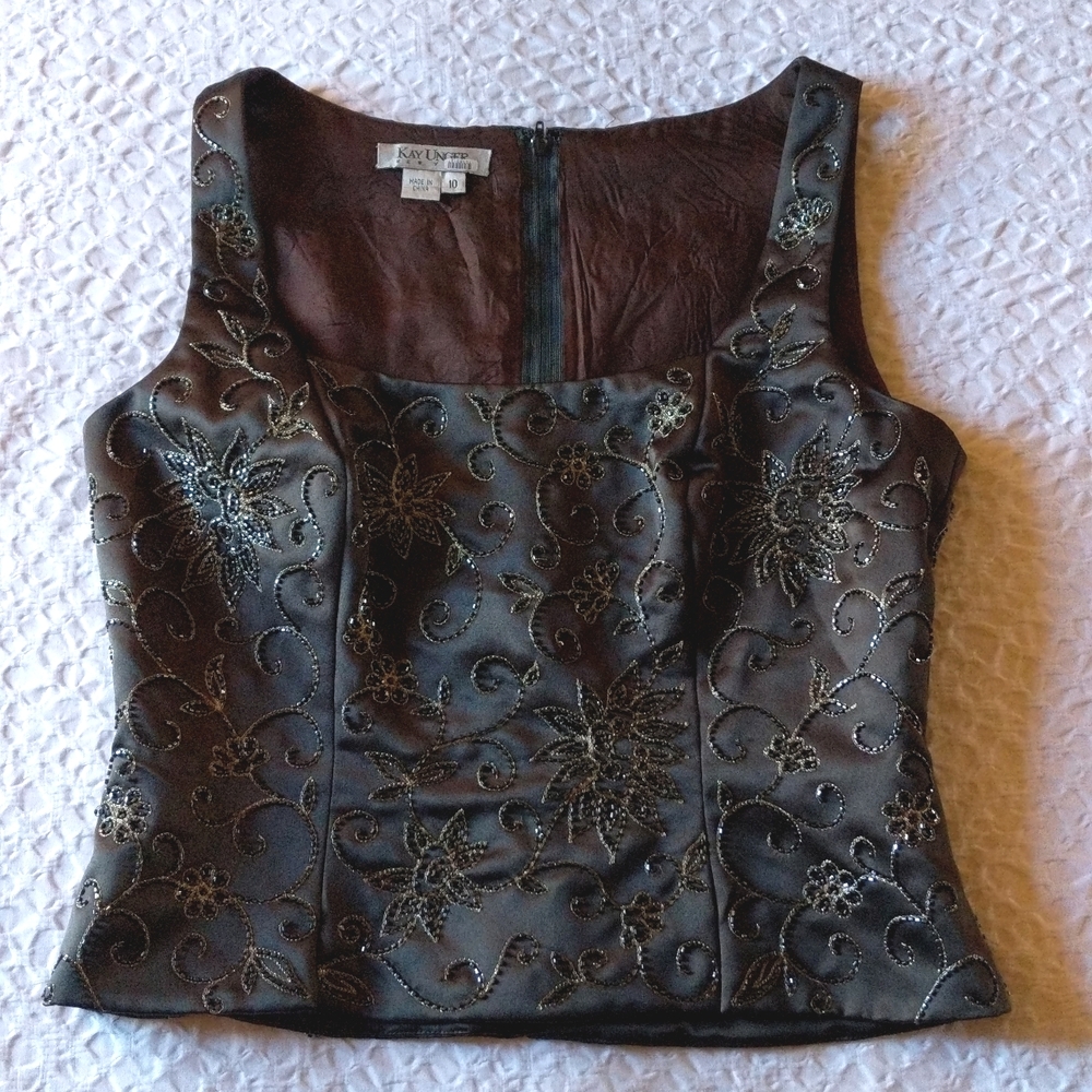 ❌SOLD❌Vintage beaded corset style square neck top